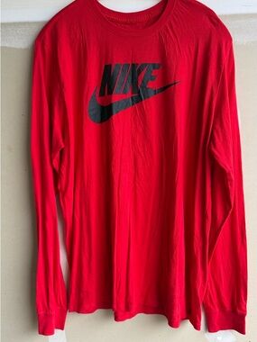 Nike Red Crewneck Tee with White Logo Print